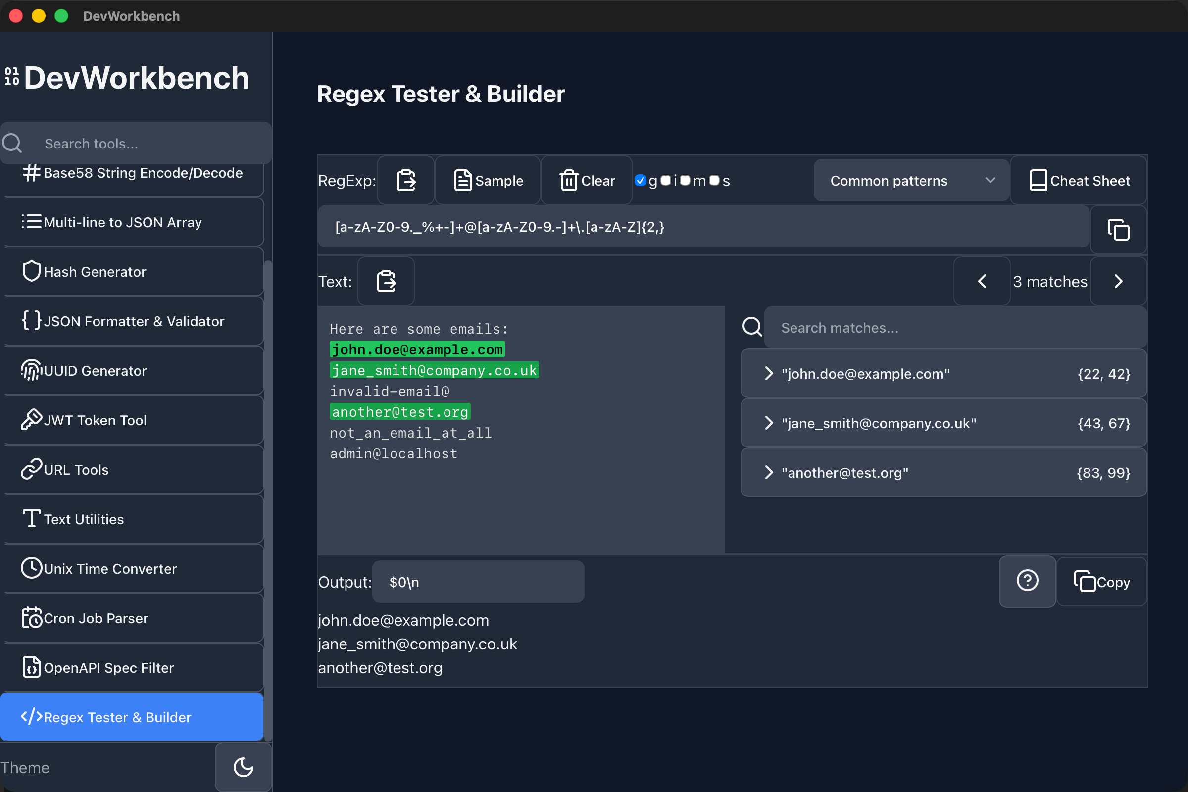 Regex Tester & Builder